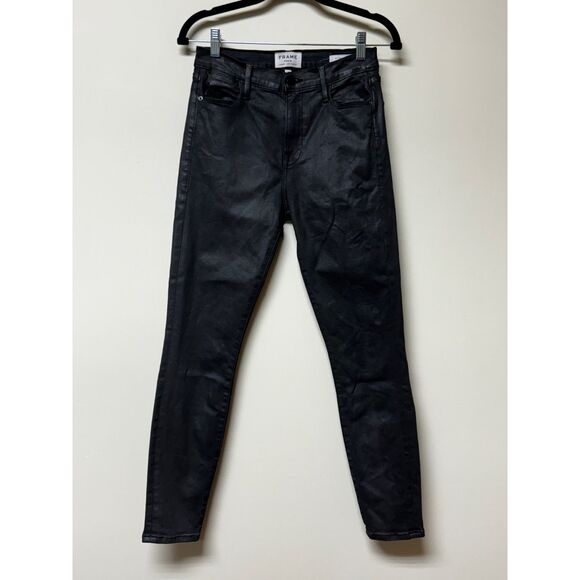 FRAME DENIM Le High Skinny Jeans Stone Coated, Sz 27 - Picture 2 of 12